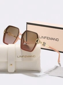 LINFEMAND 别致方框时尚眼镜，奢华渐变镂空雕花设计，适合海滩、派对、节日礼物，男女通用，适合夏季海滩度假、户外、旅行 - 彩色 - 查看 11