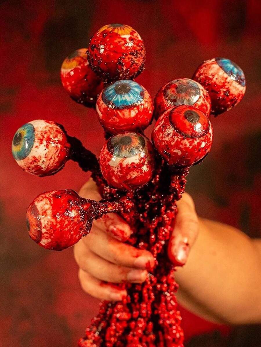 Đạo cụ nhãn cầu Halloween kinh dị đáng sợ mắt giả trang trí thực tế đạo cụ xác chết nhãn cầu đồ chơi cao su, Giáng sinh - Màu xanh lam - Xem 1