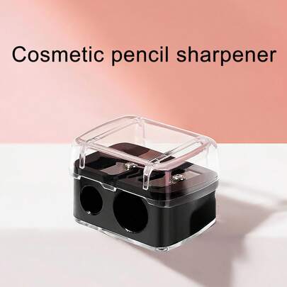 1pc Makeup Pencil Sharpener, Suitable For Eyebrow Pencil, Eyeliner, Lip Pencil, Lipstick And Other Cosmetics, Large And Small Double-Caliber Pencil Sharpener, With Dust Protection Cover,Makeup,Cheap,Room Decor,Vanity,Travel,Bedroom,Makeup Accessories