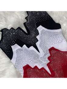 Cropped Pedraria Tomara Que Cai V-Neck Strass Moda Balada - 白色 - 查看 1