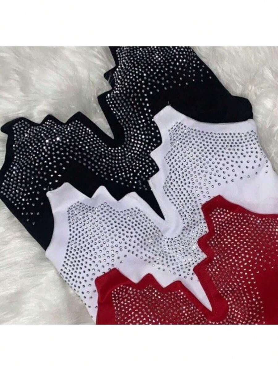 Cropped Pedraria Tomara Que Cai V-Neck Strass Moda Balada - 白色 - 查看 1