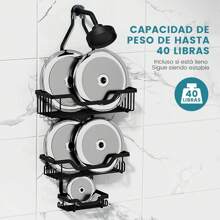KEKUOU Organizador de Baño sin Perforación para Navidad y Acción de Gracias | Estante Colgante de Ducha con Ganchos, Soporte para Champú/Jabón/Maquinilla de Afeitar, Resistente al Óxido | Regalo Práctico para Hogar, Ideal para Decorar y Organizar el Baño en Fiestas Festivas - Negro - Ver 7