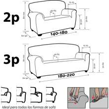 Ecommerc3 | Housse de canapé Pack DUO (3 places + 2 places) Extra Soft Touch Perfect Fit - Housse de canapé 100% Made in Spain - Beige - Voir 8