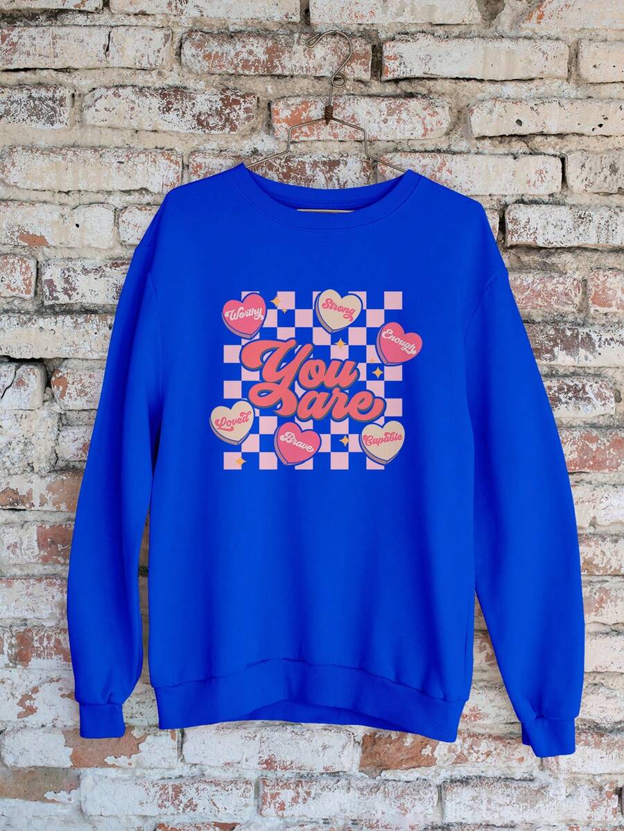 You Are Cute Heart GOLA 1188 Fluxo FX Moletom Blouse - 寶藍色 - 查看 1