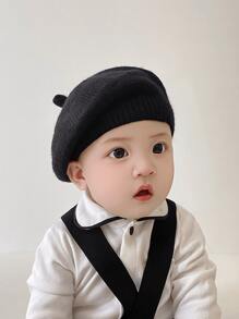 1pc Baby Knitted Beanie Hat, Infant Warm Cap For 6 Months - 2 Years Old, Spring Autumn Winter - A Knitted Beret - View 5