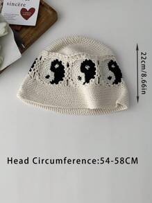 撞色条纹复古手工撞色钩针编织渔夫帽，春秋时尚防晒帽，太极八卦手工钩针编织渔夫帽