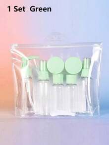 1set Travel Bottles Set For Travel Size Containers Kit Portable Leak Proof Refillable Squeeze Cosmetic Airplane Essential Shampoo Hair Conditioner,(Packaging Is Not Fixed) - Green - View 1