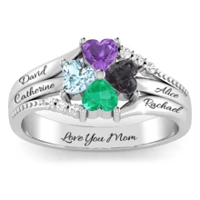 S925 Sterling Silver Birthstone Ring, Customizable With Name, A Women's Birthday Gemstone Jewelry Gift/Anniversary Gift/Holiday Gift/Mother's Day Gift/Wedding Ring. - Silver - View 6