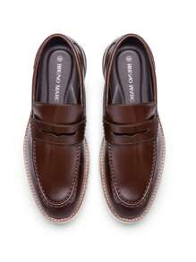 Men's Classic Penny Loafer Dress Slip-On Shoes With Comfortable Fit And Long-Lasting Vegan Leather - 咖啡棕 - 查看 6