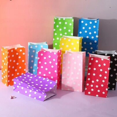 25 个波尔卡圆点派对礼品袋，9x5 英寸彩色创意主题生日派对婚礼礼品袋，返校毕业礼品袋，圣诞节