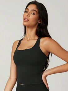 MASKERT Women's Cup Top Yoga Suit, Sports Vest, High Elasticity Sports Vest, Home Commuting Vest - màu đen - Xem 4