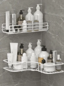 1pc No-Drilling Bathroom Organizer Shelf,Wall Mounted Shower Caddy Storage Rack For Toilet,Shampoo, Kitchen Home Bathroom Decor Fall Decor Back To School