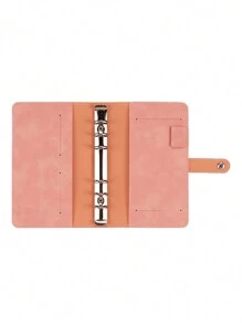Juego de planificador de cuaderno de hojas sueltas de cuero suave A6, cuaderno de presupuesto, etiqueta de PVC, diario en inglés, diario de viaje portátil con sobre de efectivo, libro de ahorros, planificador de presupuesto, carpeta de cuero PU - Rosa - Ver 3