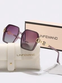 LINFEMAND 别致方框时尚眼镜，奢华渐变镂空雕花设计，适合海滩、派对、节日礼物，男女通用，适合夏季海滩度假、户外、旅行 - 彩色 - 查看 15