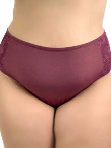 Kit 2 Plus Size Women's Panties High Waisted Comfort In Romantic With Lace On The Sides - Nhiều màu - Xem 4