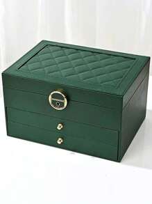 1 Piece Lockable Storage Box, Multi-Layer Pearl Treasure Box With Lock, Double-Layer Drawer Style PU Leather Jewelry Box, Lockable Ring, Earring, Bracelet, Necklace Jewelry Storage Box With Lock, Elegant Lockable Double-Layer Jewelry Box - Earring And Ring Manager, Portable Gift Solution With Lock Double-Layer Jewelry Storage Box, Can Store Earrings, Rings, Watches, Bracelets And Other Accessories, Organize And Store, Holiday Gifts, Give To Exquisite Friends, Double-Layer Lockable Jewelry Box - Manager For Rings, Necklaces And Accessories Decorations Autumn Decor Festival Decor Room Decor Home Decor Fall Decor Bedroom Decor