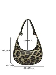 Women Vintage Leopard Print Crescent Shoulder Bag - Multicolor - View 7