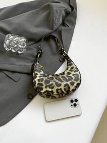 Women Vintage Leopard Print Crescent Shoulder Bag - Multicolor - View 6