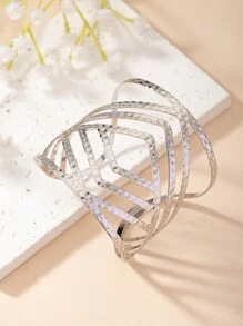 1 件复古镂空金属手镯，可调节宽度，适合女性日常佩戴 - 開口手鐲 - 查看 5