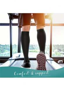 6 Pairs Copper Wellow Compression Socks Women Men Sports Socks Solid Color  Suitable For Running, Cycling, Hiking, Travel - Multicolor - View 2