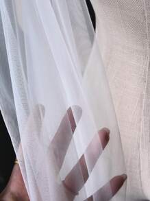 1pc Plain Color Sheer Long Dress Shawl, Detachable Brooch Or Cloak Style Wrap, Bridal Wedding Cape Fall Clothes For Women