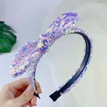 1pc Sequins Bow Mesh Wide Headband Hairband Hair Accessories For Women - Multicolor - View 12