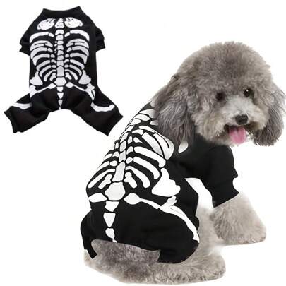 Costume da scheletro per animali domestici per Ognissanti, vestito da festa per animali domestici, accessori per travestimento per cani e gatti