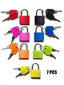 7pcs Luggage Locks, Colorful Plastic Shell, Zinc Alloy Material, Compact & Elegant, With Keys, Suitable For Luggage, Backpacks, Gym Lockers, Travel Cases, Classroom Pairing Games And More. This Luggage Lock Set With Keys, Metal Material, Is An Ideal Choice For Luggage Padlocks. Multi-Color Mini Padlocks With Keys, Suitable For Schools, Gyms And Other Occasions. - Multicolor - View 1