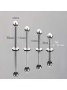 8 pièces Ensemble de bijoux de piercing de nez, cartilage, lèvre, 16G, anneau de labret, 6 mm / 8 mm / 10 mm / 12 mm