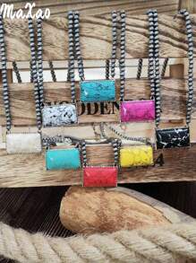 Vintage European & American Bohemian Style Turquoise Necklace For Women, Suitable For Party, Travel, Gift For Festivals & Anniversaries. Please Share Photo Review If You Like The Product.