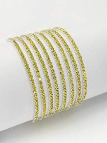 8pcs/10pcs/20pcs/30pcs Rhinestone Beaded Elastic Tennis Bracelet For Women, Fashionable & Versatile, Full Color Options - Elastic Bracelet - View 21