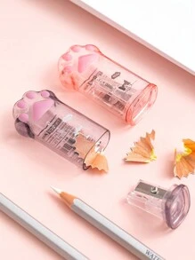 1 pieza Sacapuntas en forma de pata de gato, sacapuntas manual de lápiz como regalo, sacapuntas rotatorio mini, multifuncional, diseño acrílico creativo, regalo de papelería - Multicolor - Ver 6