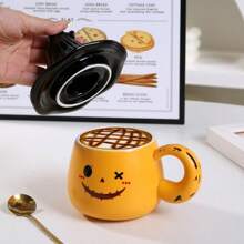 1 pieza Taza de cerámica con fantasma para Halloween, con superficie de cerámica suave y sombrero de cerámica, taza de café novedosa, taza de agua para el hogar de 350ml/12.3oz adecuada para fiesta de Halloween - Multicolor - Ver 9