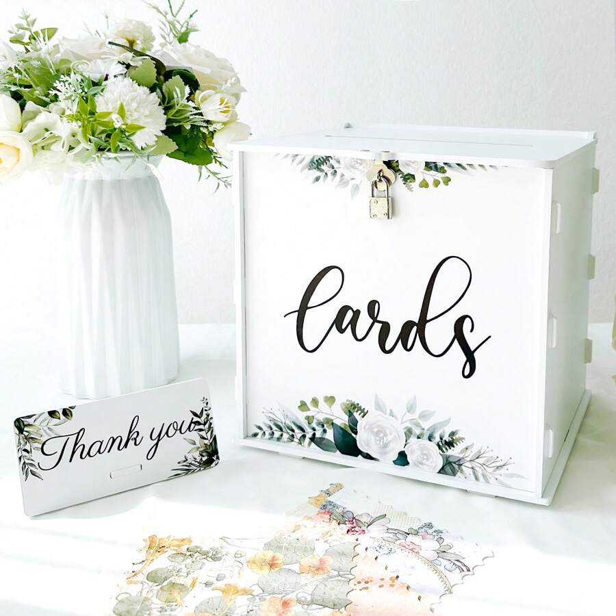 Inscrip Hochzeitskartenbox Mit Schloss - Weiße PVC Box Für Geschenke & Karten