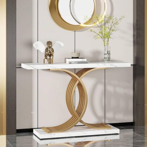 Tribesigns Tribesigns Console Table, Modern 39-Inch Entryway Table With Geometric Metal Legs, Accent Wood Sofa Table For Entrance, Foyer And Living Room