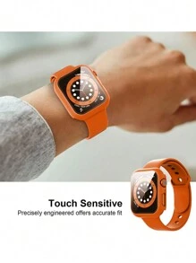 1PC Hard PC Case With Tempered Glass Screen Protector Compatible With Apple Watch Case 40mm41mm42mm44mm45mm46mm49mm,Drop-Proof, Scratch-Resistant, Stylish, Casual, And Sporty Watch Case. Compatible With Apple Watch Ultra/11/10/9/8/7/6/5/4/3/SE. Unisex Watch Case. - Orange - View 7