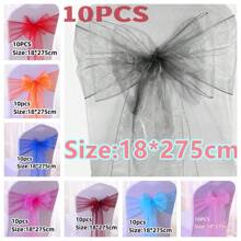 10pcs Organza Chair Sashes, Black Butterfly Chair Back Decorations, 18cm Wide X 275cm Long, For Wedding, Saudi National Day Party, Christmas Events And Celebrations, DIY Chair Decor