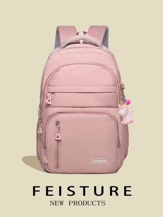 1 Peça Mochila de Capacidade Simples FEISTURE para Escola/Viagem, Adequada para Estudantes do Ensino Médio/Faculdade, com Acessório Mochila Escolar, Bolsa Escolar, Bolsa de Livros Escolar, Mochila Grande, Mochila Escolar, Bolsas de Volta às Aulas Portátil, Leve, Grande Capacidade, Compartimento para Laptop, Adequada para Adolescentes Mulheres Estudantes Universitárias, Perfeita para Volta às Aulas, Faculdade, Ensino Médio, Primeiro Dia de Aula, Estilo de Rua e Japonês para Mulheres