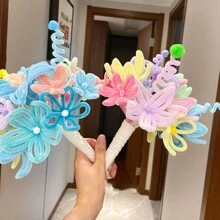 管道清洁器花朵套件，600 件管道清洁器雪尼尔茎，6 种颜色混合，30 根花茎，12 英寸工艺品散装，人造雪尼尔茎花创作，管道清洁器工艺品，适用于 DIY 艺术和工艺项目创意礼品包装派对装饰品