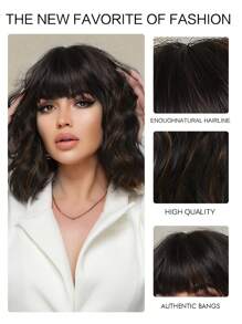 Bob Wigs For Women Curly Wavy Wigs With Bangs Short Heat Resistant Synthetic Wigs For Party Costume Daily Wear Colorful Wigs - 間色 - 查看 6
