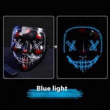Cyberpunk LED Glow Mask V-Shaped Full Face Cold Light Mask, Funny Rave Party Cosplay PVC Ghost Face - Multicolor - View 12