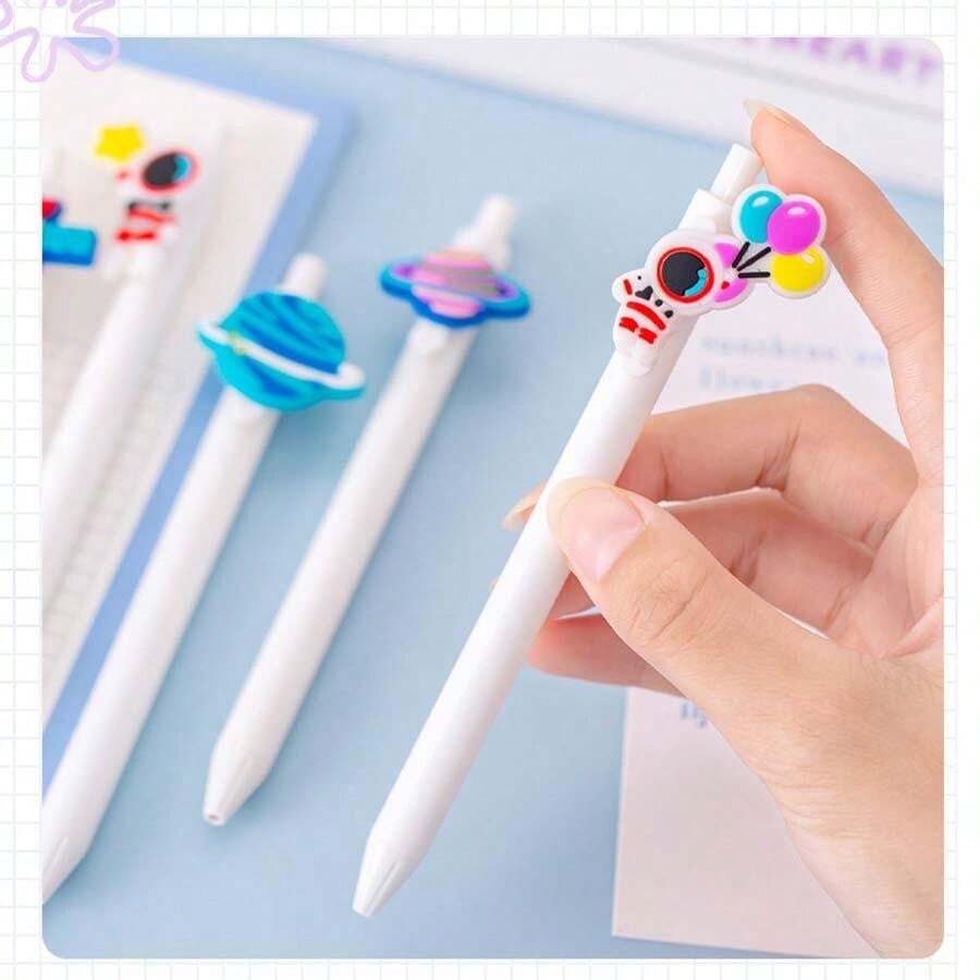 1pc, Creative Cartoon Astronaut Space Press Gel Pen Ballpoint