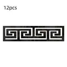 12pcs 5x20cm Self-Adhesive Acrylic Waist Line Mirror Sticker For Home Wall Decoration - Removable And Easy To Install - Multicolor - View 10
