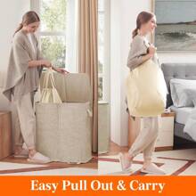 Giỏ đựng đồ giặt đôi có nắp và túi đựng đồ giặt có thể tháo rời, giỏ đựng quần áo bẩn lớn có thể gấp lại 2 ngăn có tay cầm cho phòng ngủ, phòng giặt ủi, tủ quần áo, phòng tắm, giỏ đựng đồ giặt Collegelaundry, giỏ đựng đồ giặt, đồ sắp xếp phòng tắm, giỏ đựng đồ, giỏ đựng đồ, giỏ đựng đồ giặt có thể gấp lại - Màu be - Xem 4