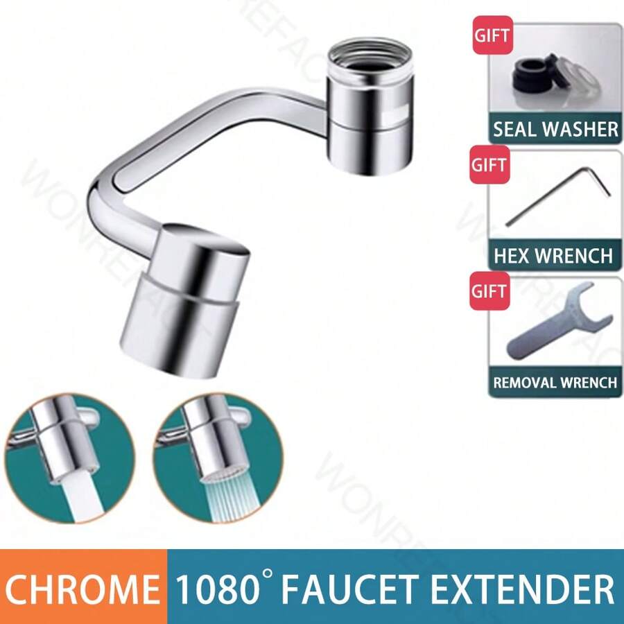 Bathroom Sink Brass Faucet Expander 1080Degree Rotation 2Mode Water