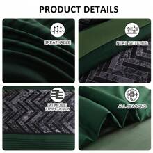 7 Pieces Grey/Blue/Black Striped Comforter Sets Queen King Bed In A Bag Warm Soft Microfiber Complete Bedding Sets With Sheet Set And Pillowcase For All Seasons - 翡翠綠 - 查看 5