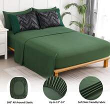7 Pieces Grey/Blue/Black Striped Comforter Sets Queen King Bed In A Bag Warm Soft Microfiber Complete Bedding Sets With Sheet Set And Pillowcase For All Seasons - 翡翠綠 - 查看 6