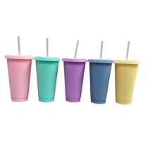 koovi group 10 Reusable Cups With Lid And Straw 24oz In Colors To Choose From Pastel Colors Or Neon Colors - 彩色 - 查看 3
