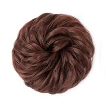 1个凌乱发髻波浪卷发髻发圈假发接发合成发髻，适合女性和女孩，混合金色和灰金色棕色蓬松盘发发髻假发片 - 彩色 - 查看 24