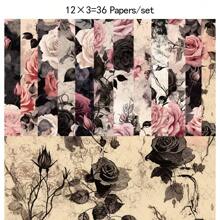 36 Sheets Scrapbook Paper Pad In 6*6, Art Craft Pattern Paper For Scraping Book Craft Card Stock Paper, DIY Decorative Background Card Making Supplies Rose Back To School - Apricot - View 5
